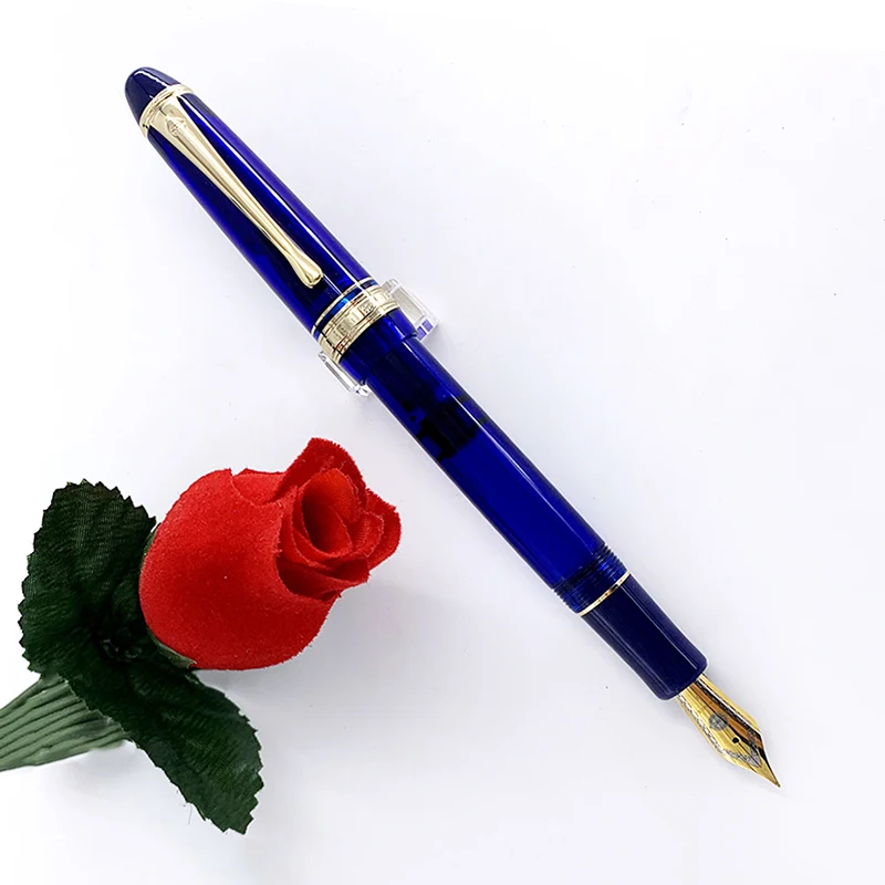 

Yongsheng 699 Piston Filling Fountain Pen Transparent Blue Acrylic Ink Pen Solid Section EF/F/M Nib Business Office Gift Pen