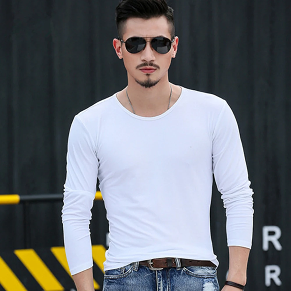 

T-shirts Men Tops Long Sleeves Mens Plus Size Pullovers Slim Fit Solid Tops Tops Activewear Tops 2022 Breathable