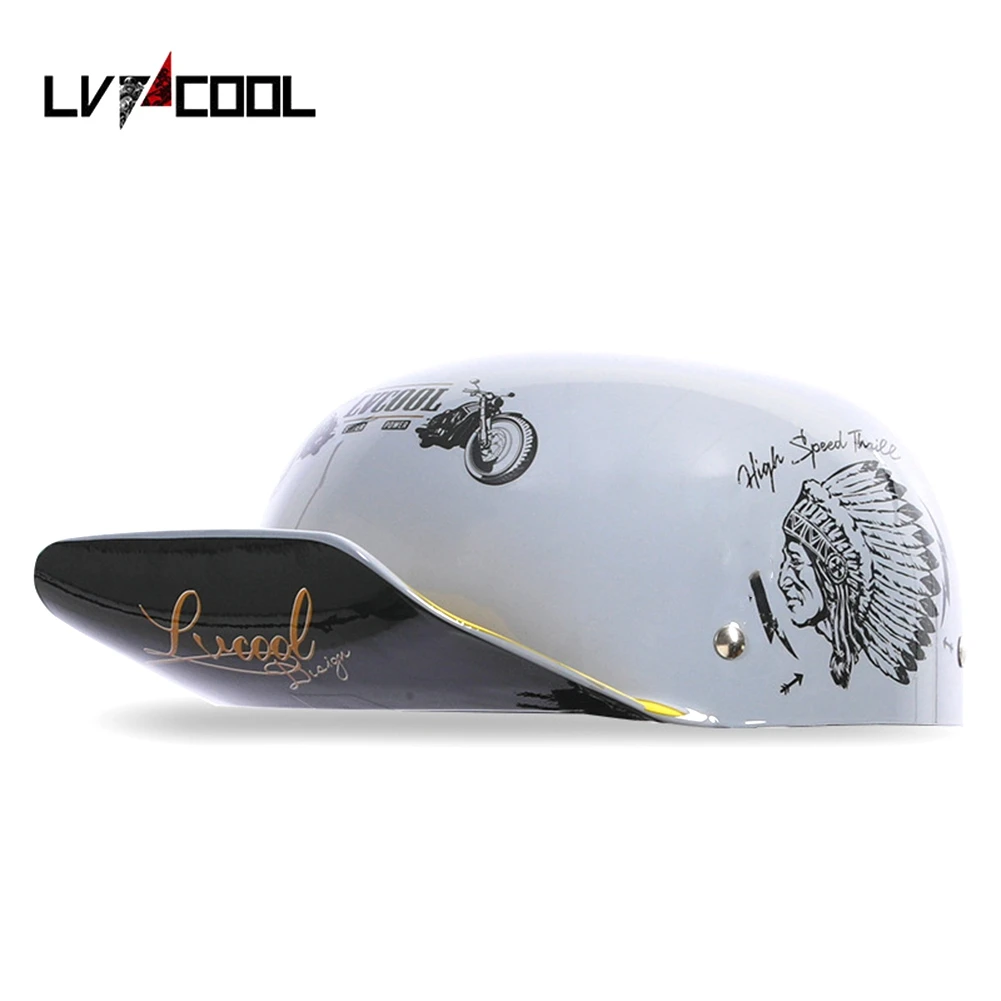 

LVCOOL 2023 Baseball Cap Helmet Motorcycle Helmets Summer Open Face Scooter for Cruiser Chopper Gangster Men Women L Type-XL