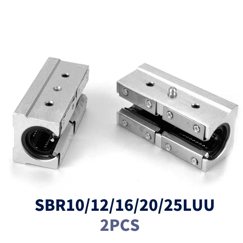 Фото 2 шт./лот SBR10LUU SBR12LUU SBR16LUU SBR20LUU SBR25LUU линейный блок шарикоподшипников открытого типа фрезерный станок с ЧПУ SBR линейная направляющая №1
