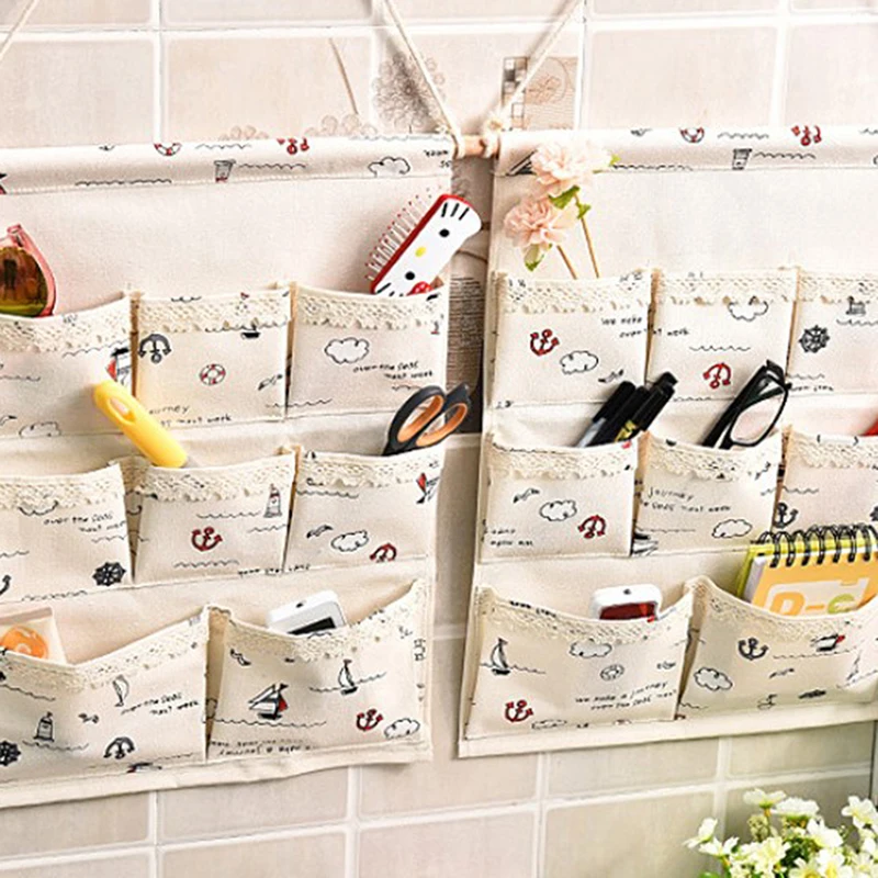 

6/8 Storage Pockets Wall Door Hanging Organizer Bathroom Cotton Linen