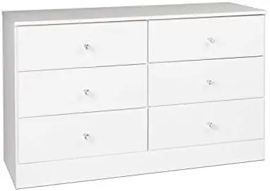 

Двойной комод с 6 выдвижными ящиками для спальни, с хрустальными ручками, 16 дюймов D x 47,25 дюйма W x 28,25 дюйма H, белый магнит с зажимом для малого бизнеса, Strong mag