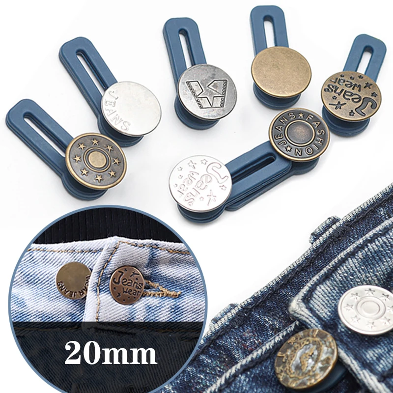 

2PCS Metal Button Extender For Pants Jeans Unisex Retractable Adjustable Disassembly Free Sewing Buttons DIY Clothing Waist