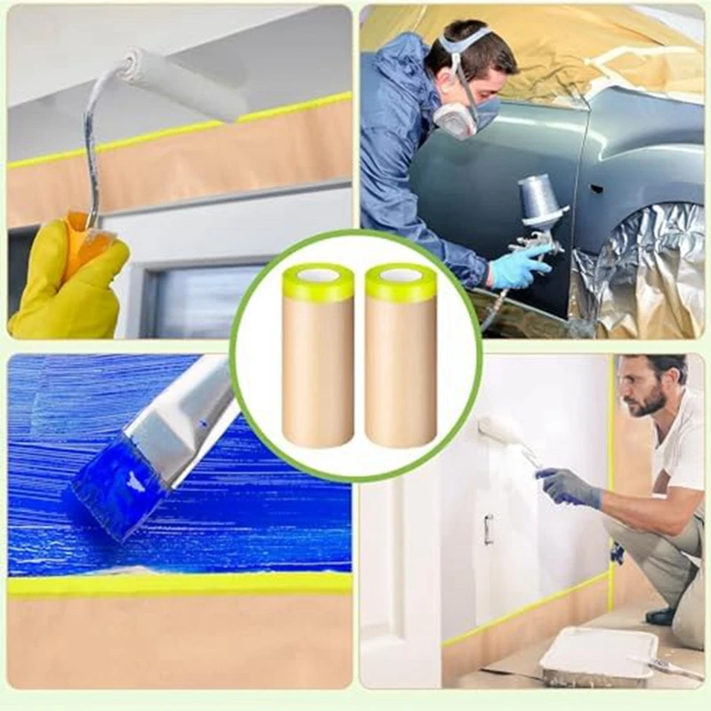 Предварительно нанесенная Маскировочная бумага для покраски клейкая Защитная