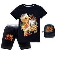 children clothing kids summer clothes cartoon the bad guys short sleeve tshirt and pants mr wolf comfortable birthday outfits