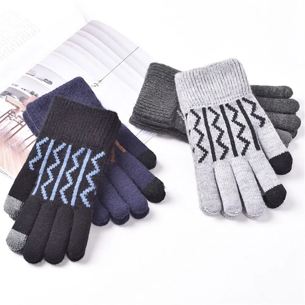 

Outdoor Winter Warm Driving Cycling All Finger Gloves Men Gloves Fluffy Knitted Mittens