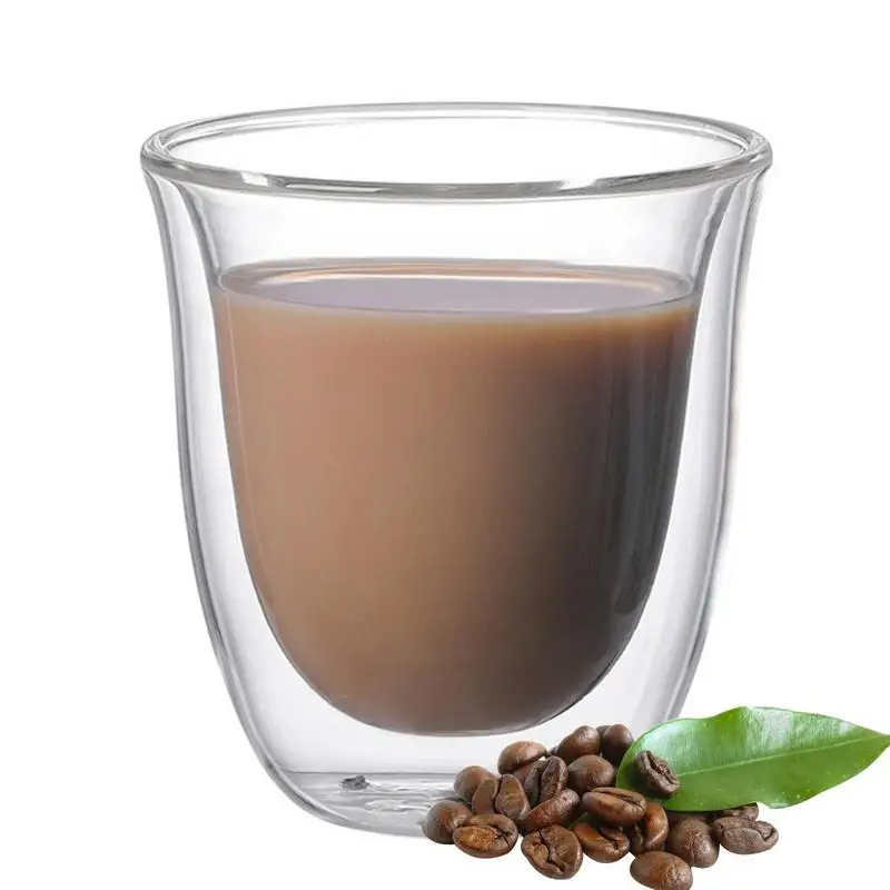Double Wall Tea Cups Clear Borosilicate Glass Coffee Cups Thermo Insulated Glass For Latte Cappuccino Beverage Glasses Heat