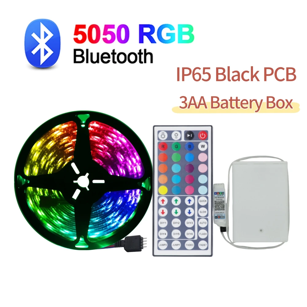 3AA Батарейный блок RGB Светодиодная лента DC5V 5050 30 светодиодов/м Bluetooth Пульт