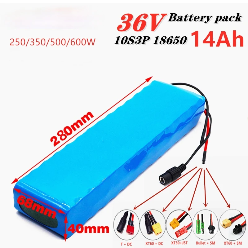 

Electric scooter 36V Battery 10S3P 14Ah 18650 Battery pack 500W 36v lithium electric bike battery Rechargeable li-ion battery
