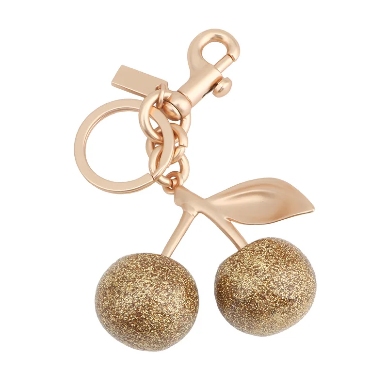 Блестящая смола золотая подвеска с вишней для кошелька брелок-подвеска