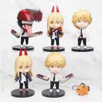 anime figure chainsaw man 6pcsset q verision figuras power denji collectile model action figure kawaii toys birthday gifts