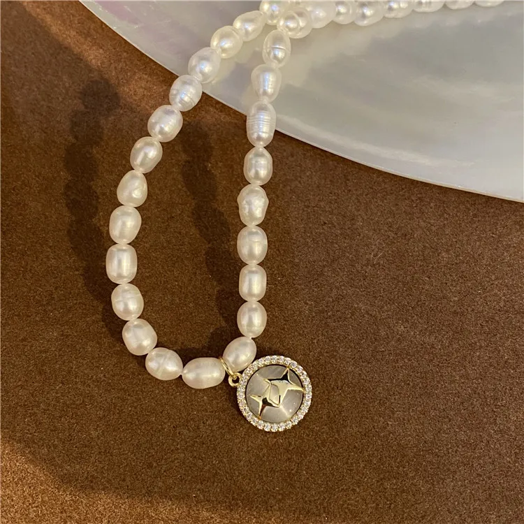 

Freshwater Pearl Star Mang Round Brand Necklace Design Senior Temperament New Elegant Collarbone Chain