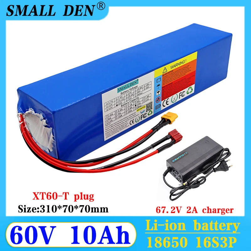 

60V 10ah electric bicycle battery 18650 16S3P 2000W electric bicycle electric scooter lithium battery pack + 67.2V 2A charger