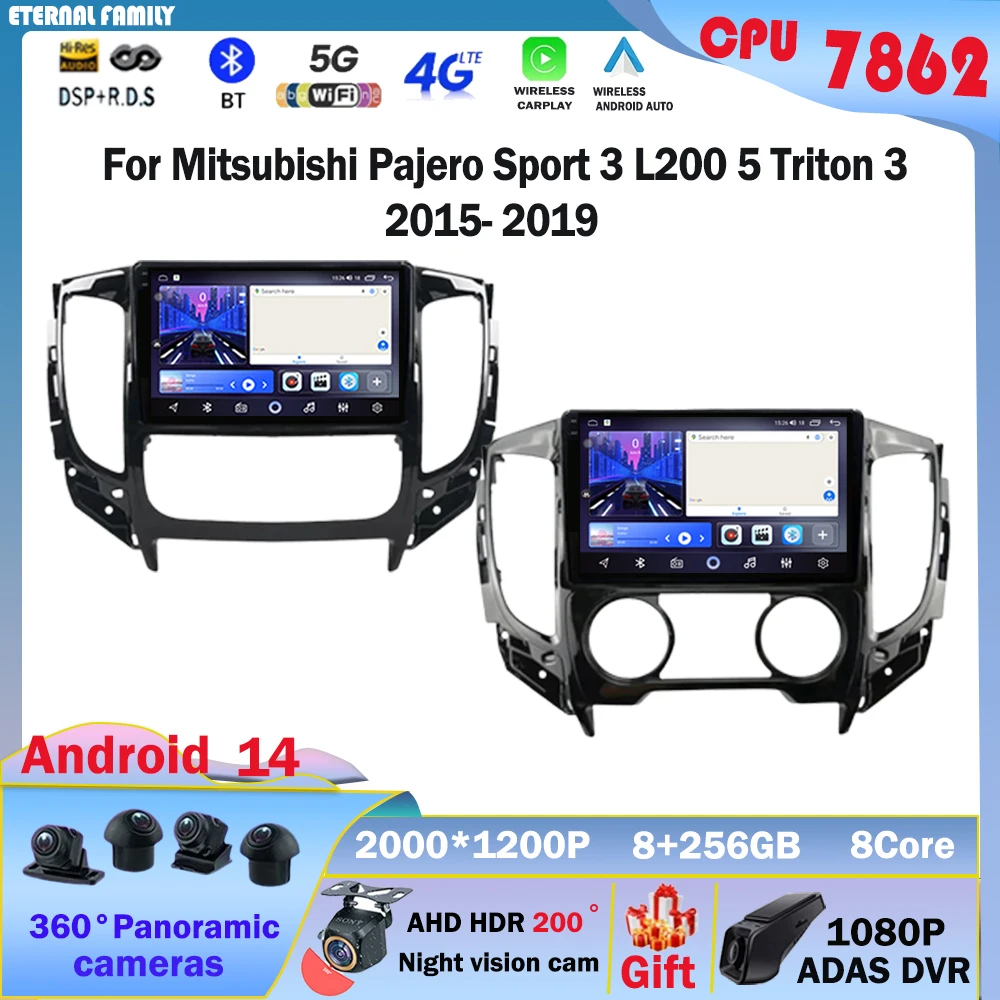 Автомобильный DVD-плеер Android 14 для Mitsubishi Pajero Sport 3 L200 5 Triton 2015-2019 стерео головное