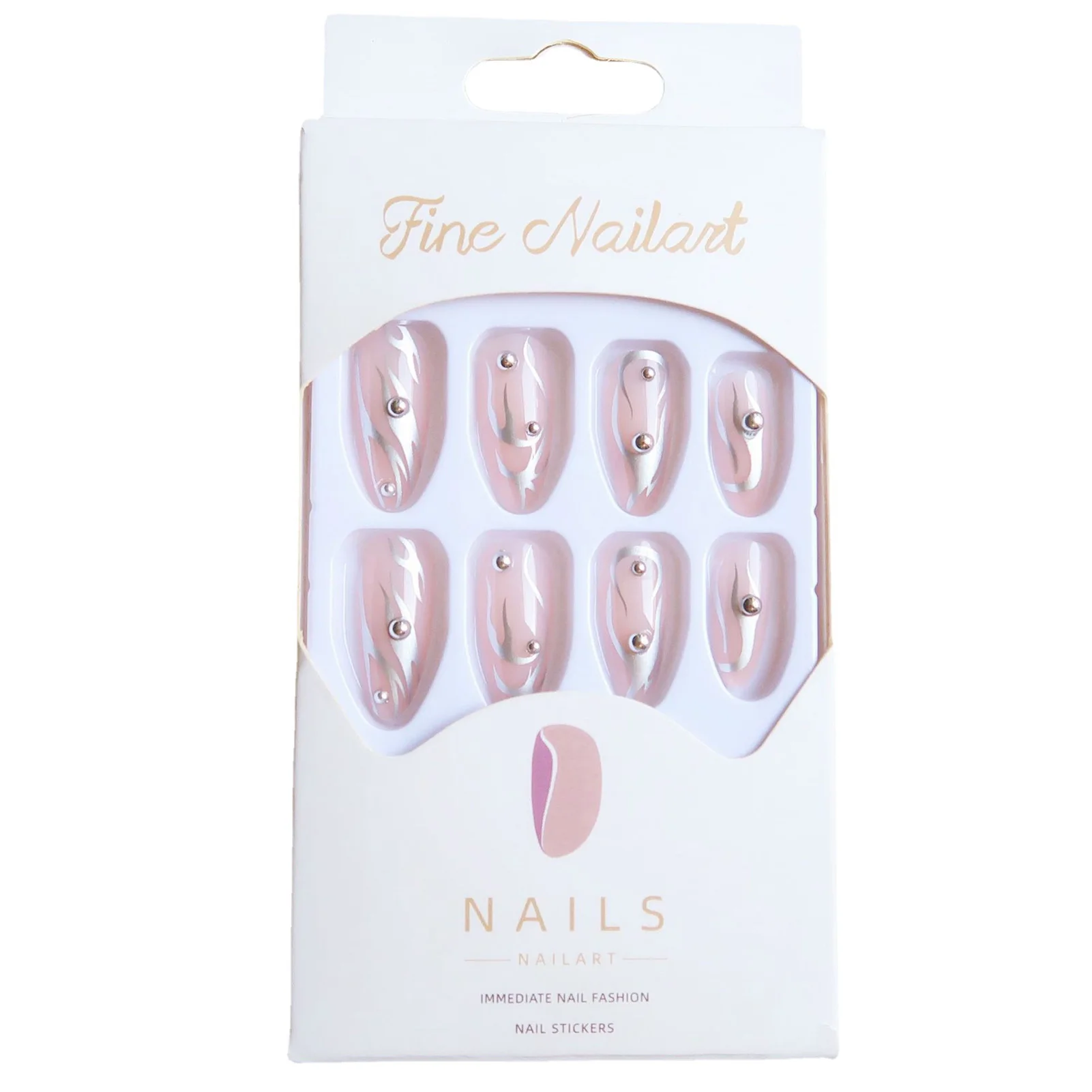 

Silver Waves Almond Fake Nails Convenient & Cost-effective Manicure for Women Nail Decoration