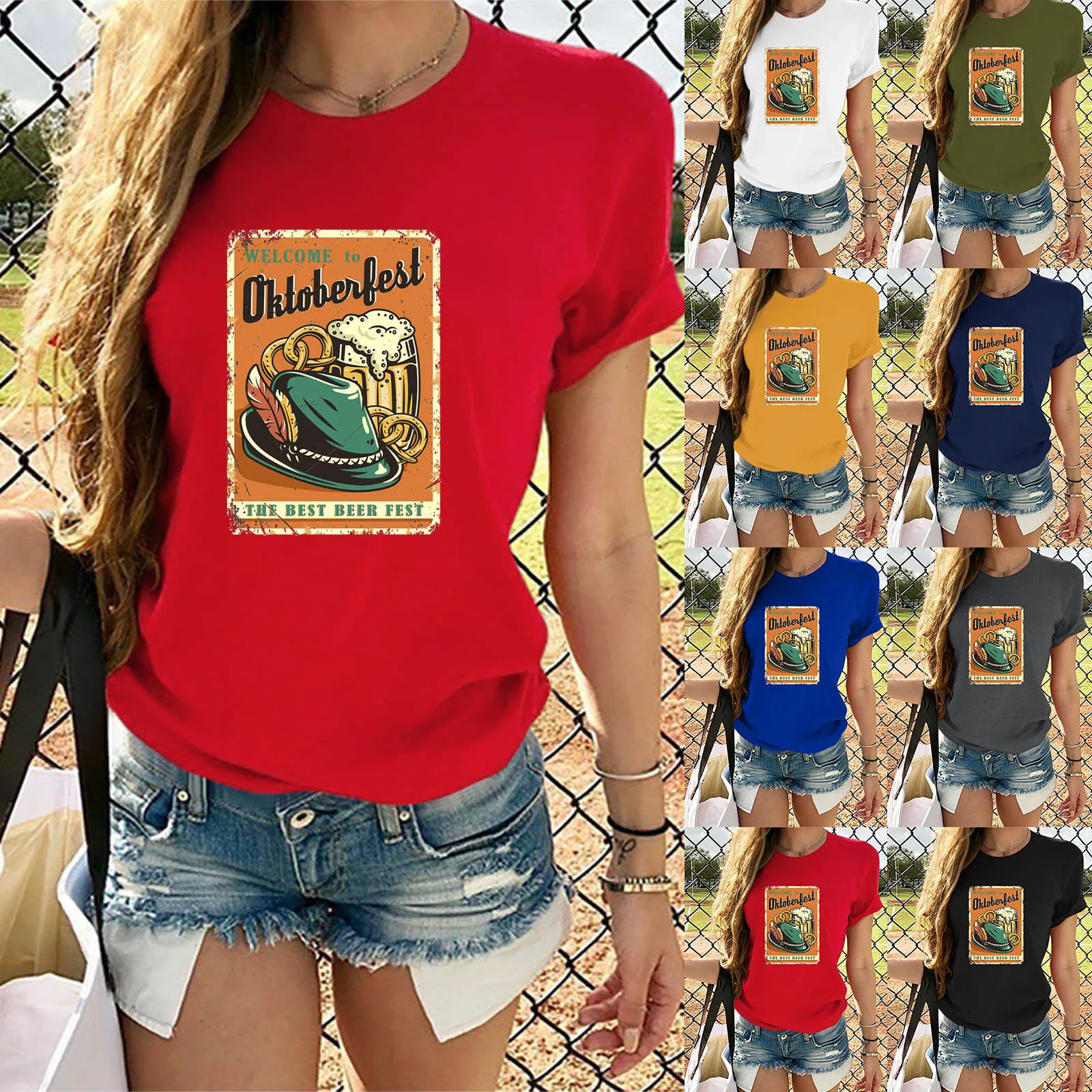 

Funny T Shirt Beer Print For Women Short Sleeve Tops Cwer Neck Shirts Causal Blouse Ladies Pullover Long Sleeve Shirts Button up
