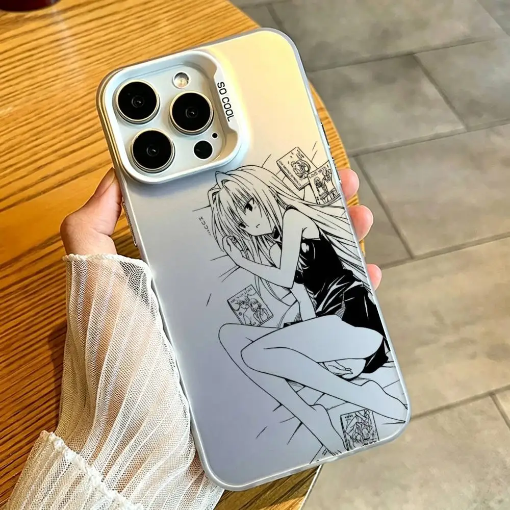 Фото Чехол для телефона Konjiki no Yami To LOVE Ru для iPhone 17, 16, 15, 14, 13, 12, 11, Mini, Pro, E, MAX, матовый, белый, цвета конфет. №4