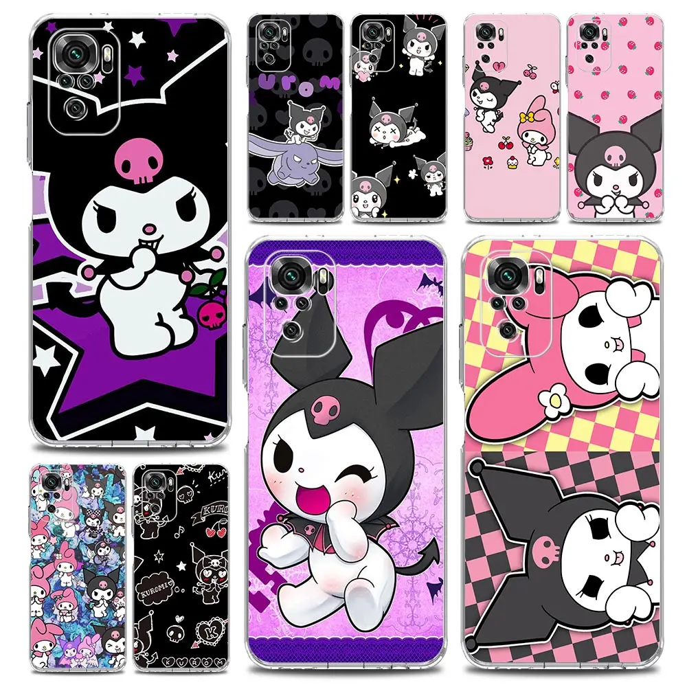 

kuromi my melody Phone Case For Xiaomi Redmi Note 11 9S 9 8 10 Pro 7 8T 9C 9A 8A K40 Pro 11T 5G Soft Silicone Clear Cover Coque