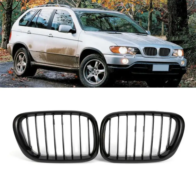 

Решетка переднего бампера автомобиля, глянцевые черные гоночные решетки для BMW X5 E53 3,0 4,4 4,6 4,8 1999-2003, автостайлинг