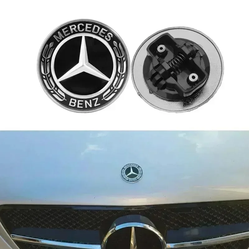 Фото 1 шт. 57 мм Звездообразный плоский значок-эмблема на капот для Mercedes-Benz W204 W124 W201 W202 W212 W220 W205, автомобильный аксессуар №2