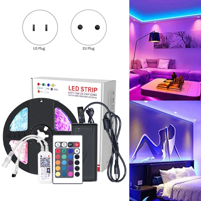 Светодиодная лента RGB для управления телефоном, беспроводная Wi-Fi Лента для работы с Wi-Fi, световое управление с цветным RGB