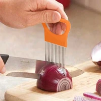 stainless steel onion slicer kitchen gadgetstomato safe fork vegetables slicing cutting vegetables kitchen accessories tools