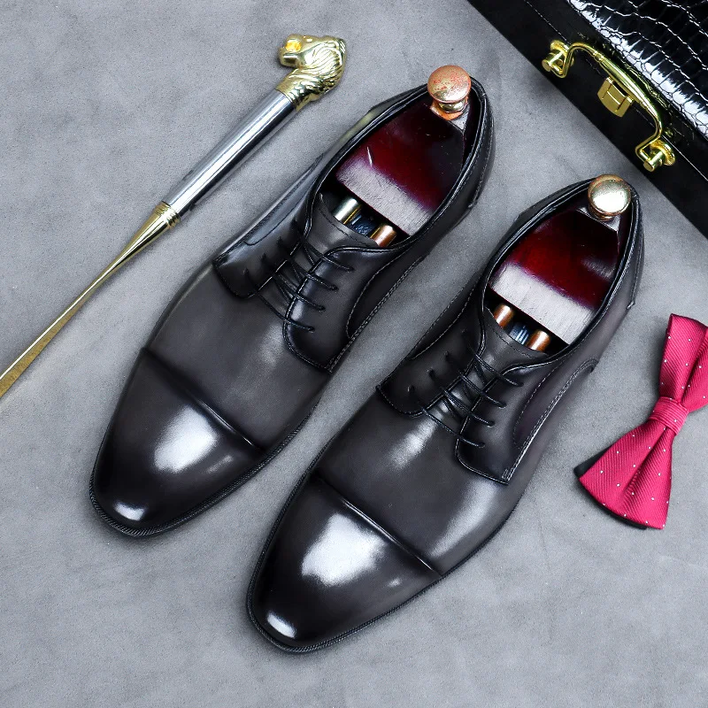 

Мужские Винтажные свадебные туфли, черные классические туфли ручной работы из натуральной кожи, осень 2023