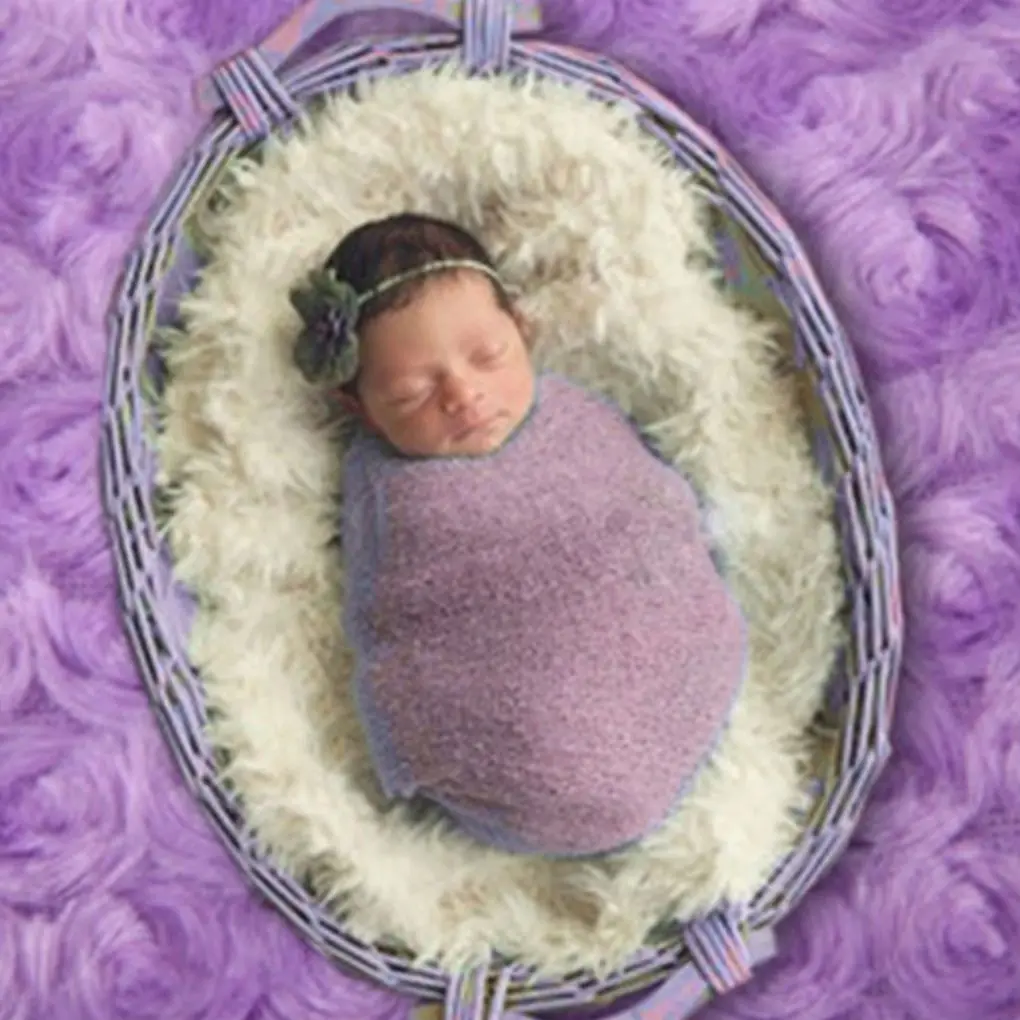 

Baby Newborn Blanket Solid Color Rose Pattern Fluff Blanket Flower Soft Blanket Wraps Infant Baby Photograph Prop Accessories
