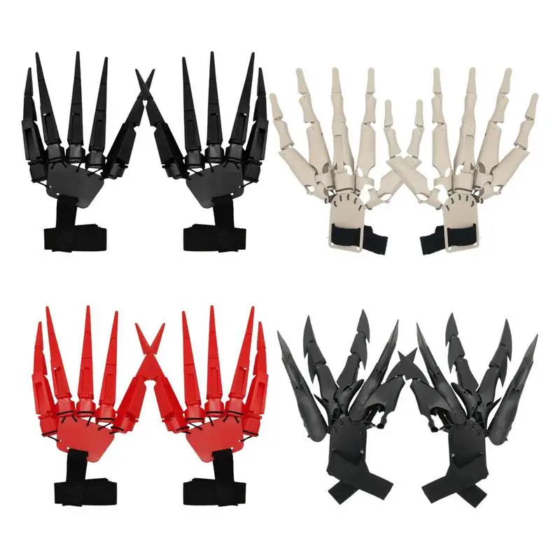 

Halloween 3D Articulated Fingers Flexible Joint Skeleton Hands Wearable Fake Fingers Adjustable Party Supplies for All Finger