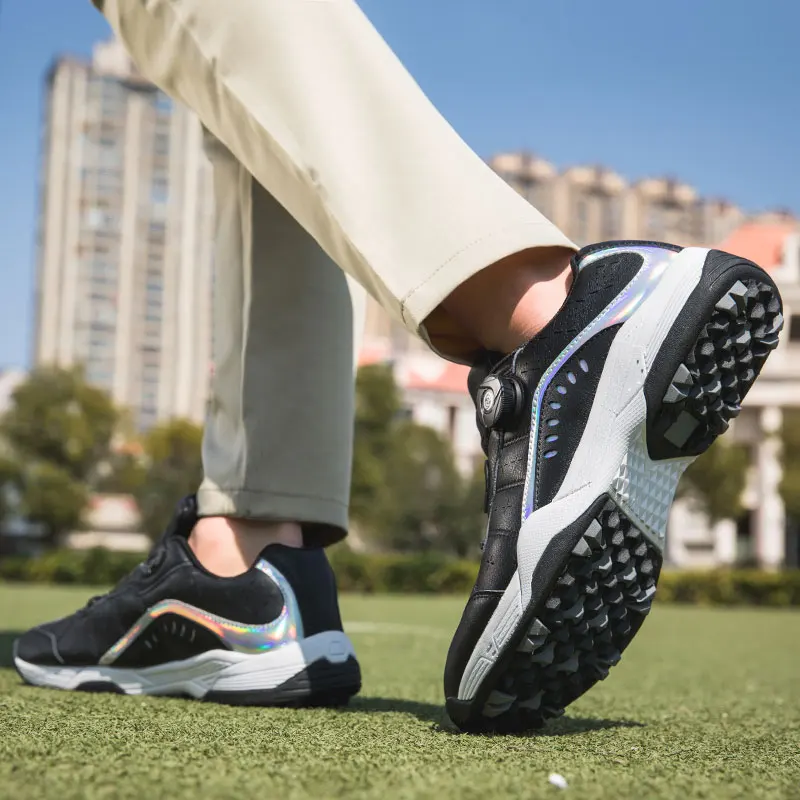 Men's and Women's Professional Golf Shoes Men's Grass Non-Slip Fitness Golf Training Sneakers Men's White Black Golf Sneakers