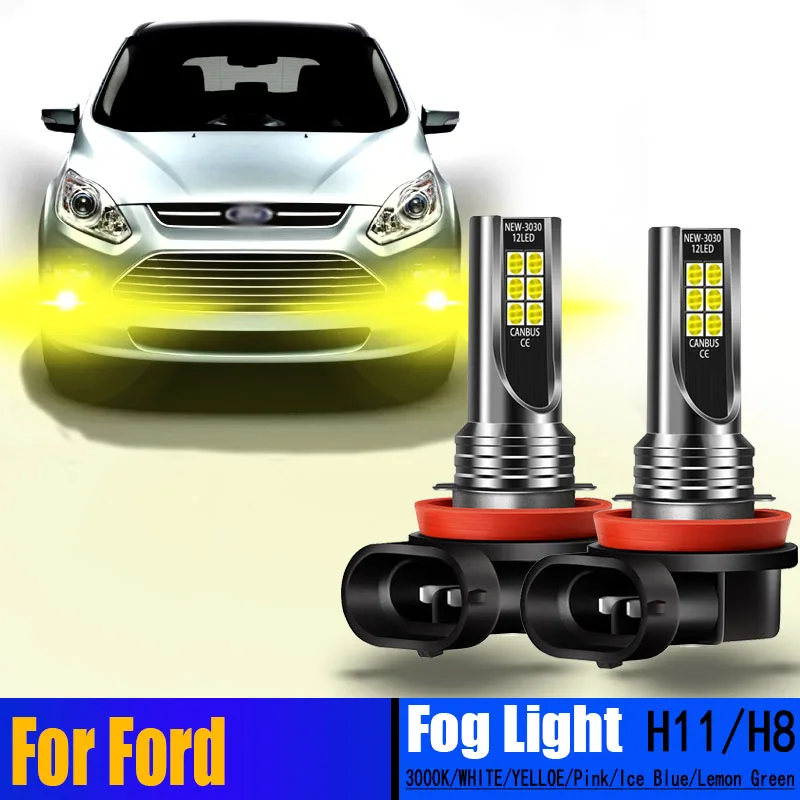 2pcs LED Front Fog Lights Bulbs H8 H11 For Ford B-Max C-Max Fiesta 5 6 7 Focus 1 2 3 4 Fusion Galaxy Ka 2014 2015 2016 2017 2018 |