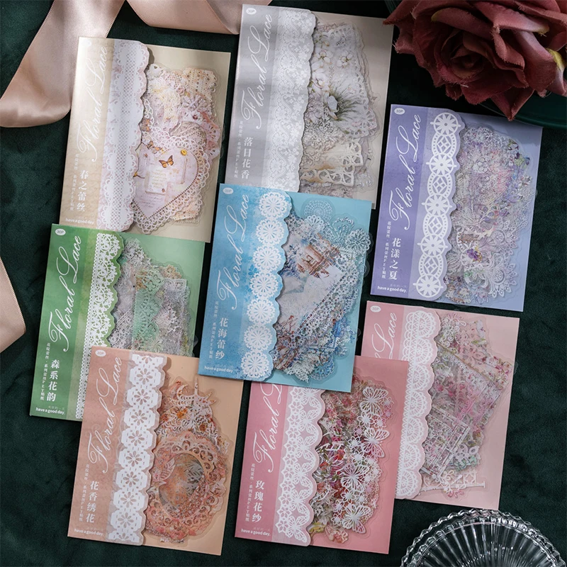 

30Pcs Vintage Cutout Lace Scrapbook Paper Decorative Flowers Craft Papers Collage DIY Material for Art Junk Journaling Notebook