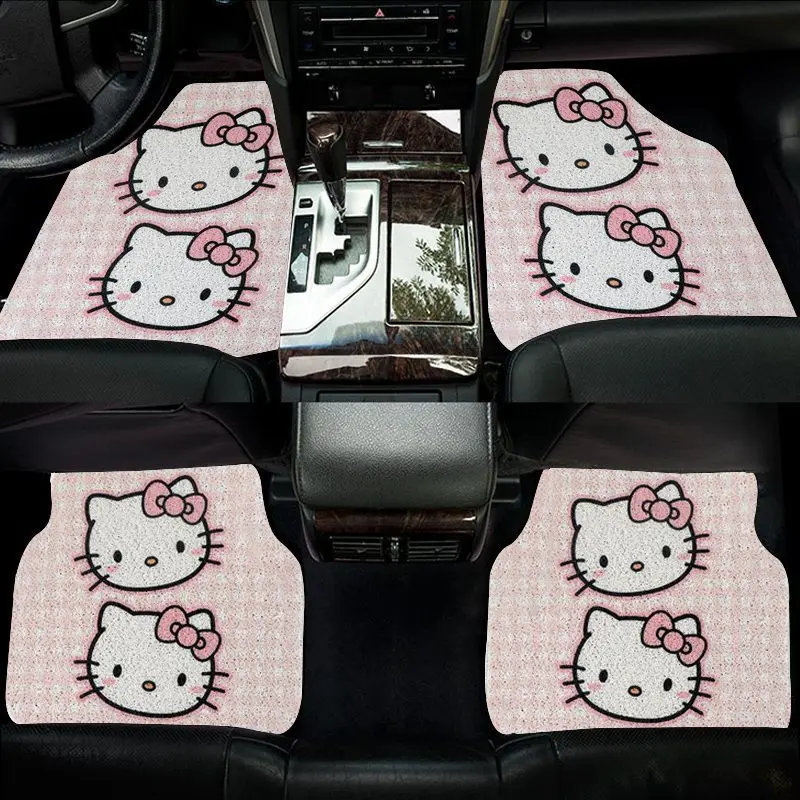 

Kawaii Sanrio Car Accessories Hello Kittys Single Piece Car Interior Anti-Soiling Protection Mat Cute Silk Circle Carpet Set