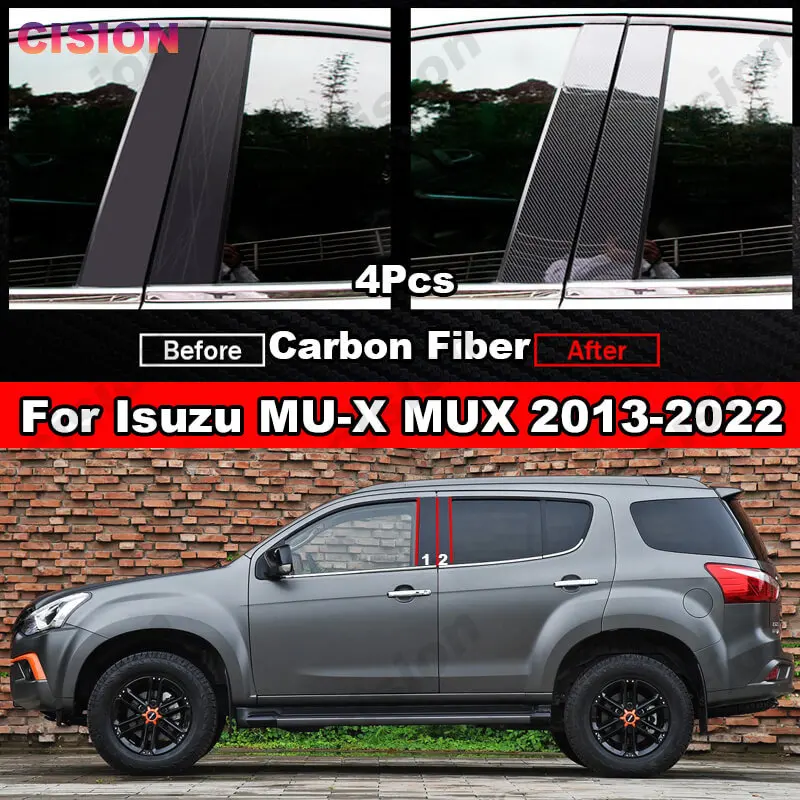 Для ISUZU MUX MU-X 2012-2022 автомобильный оконный дверной столб BC столб Обложка отделка глянцевый черный углеродное волокно зеркальный эффект накле... (art.: 3920bfaec5bdf) - 3920bfaec5bdf