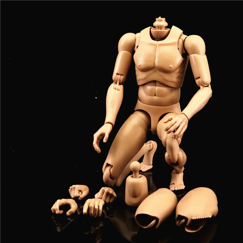 

1/6 Man Muscle Narrow Shoulder Body 12'' Action Figure Doll Model Fit For 1:6 HT DAM Soldier Head Sculpt Carving Toy