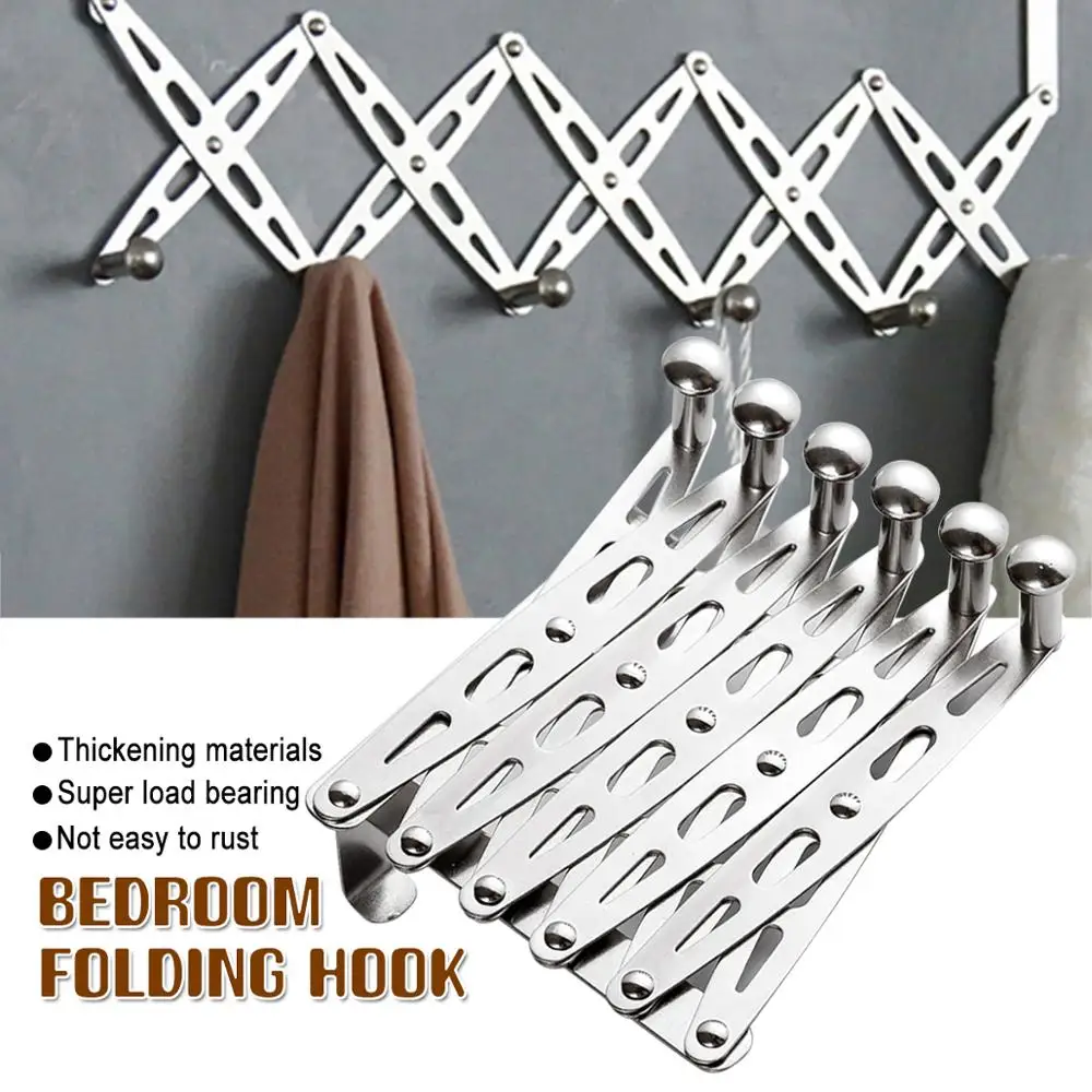 

Bedroom Folding Hook Coat Space Saving Bags No Drilling Scarf Office Hallway Door Kitchen Slim Towels Hook