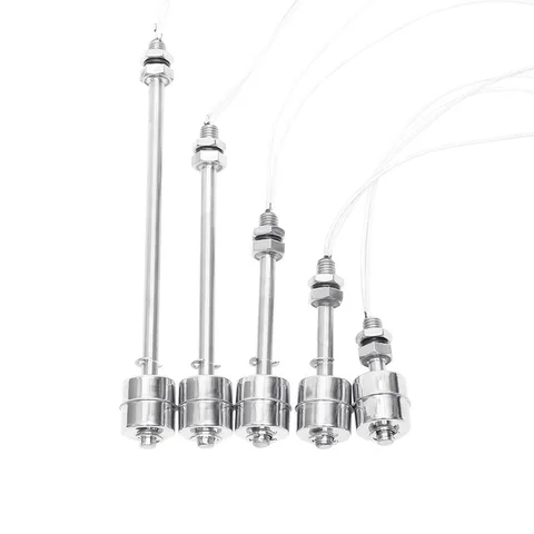 Регулируемый поплавковый выключатель из нержавеющей стали 304, датчик уровня резервуара для жидкой воды, одиночный шар, вертикальный контроллер уровня, AC220V 100-400 мм