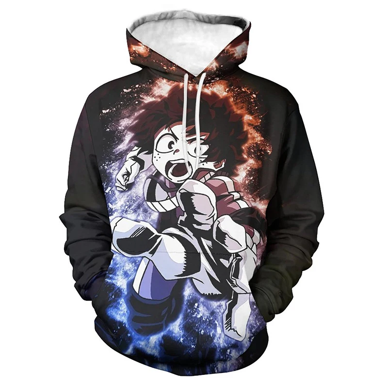 

Толстовки с капюшоном для мужчин и женщин, смешные повседневные крутые свитера в стиле Харадзюку С 3D-принтом аниме Моя геройская академия
