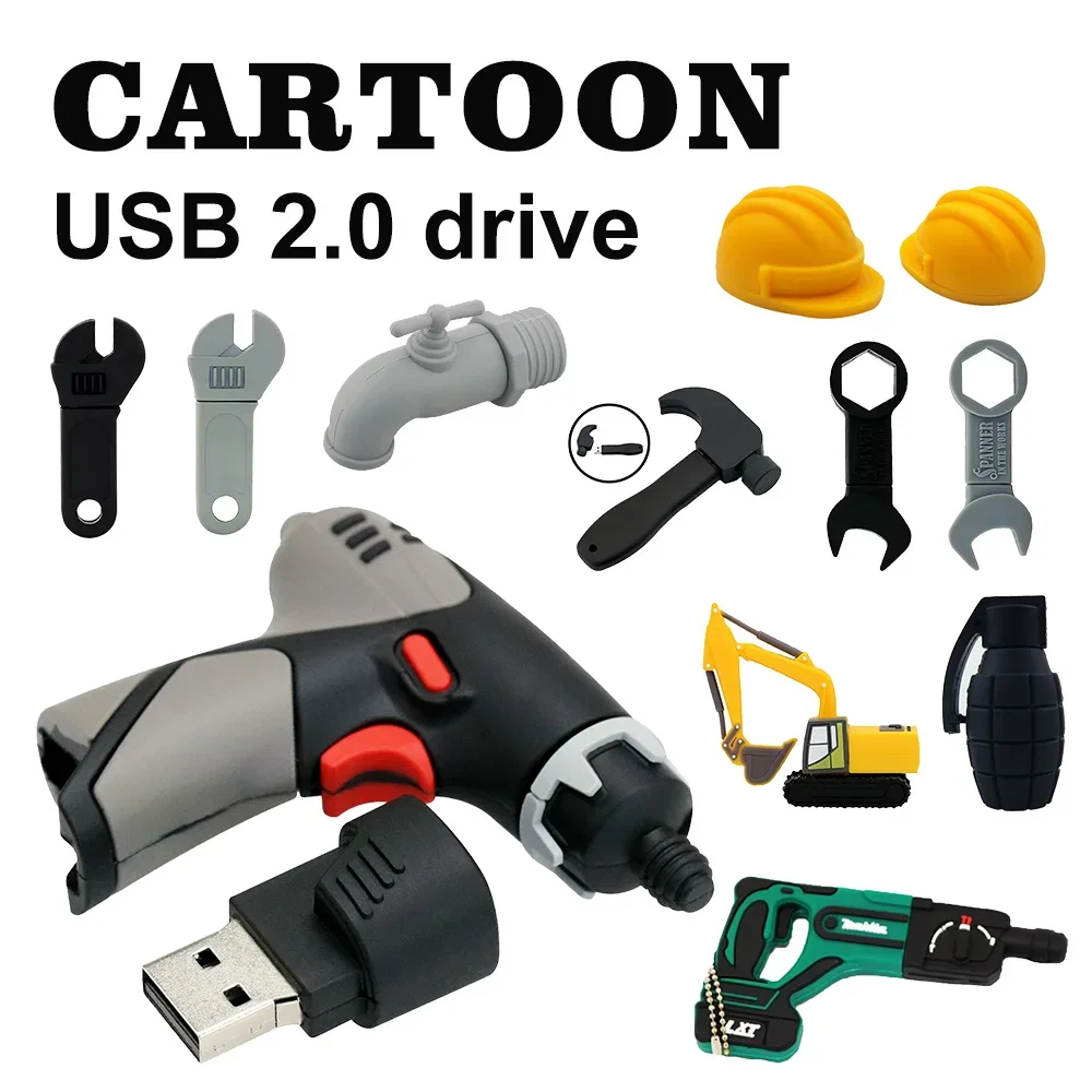Wrench Model USB 2.0 Flash Drive Memory Stick 4/8/16/32/64/128GB pen drive Tool Hammer Pendrive Faucet Electric Drill Funny Usb