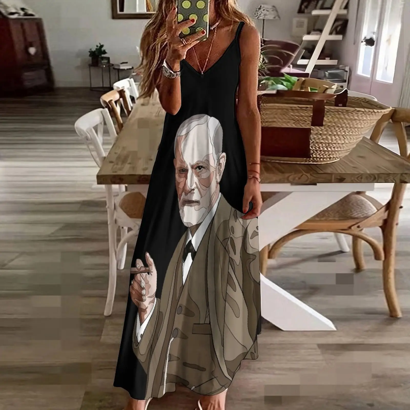 Иллюстрация Зигмунда Фрейда - основник психоанализа / психологии Длинное платье