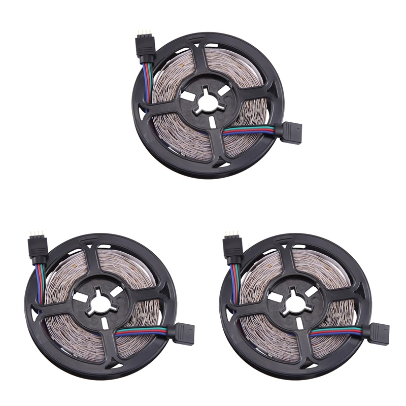 

HOT-3Pcs 5M LED Strip Lights With 44 Keys Remote Flexible Color Changing RGB Light Strips For Bedroom DIY Decoration US Plug
