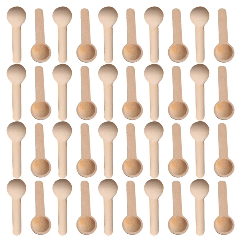 

50Pcs Mini Wooden Spoons Home Kitchen Cooking Spoons Tool Scoop Salt Seasoning Honey Coffee Spoons