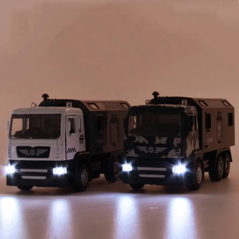

Модель военного автомобиля для мальчиков, модель автомобиля для транспортировки, полицейский автомобиль со звуком заднего вида, грузовик, игрушечный транспорт, коллекция транспортных средств для мальчиков