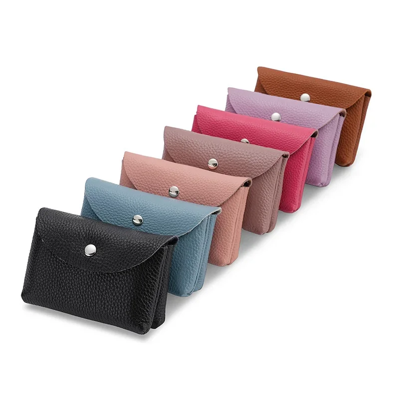 

New Mini Genuine Leather Zero Wallet Women's Head Layer Cowhide Small Cover Wallet Litchi Pattern Soft Leather Coin Bag