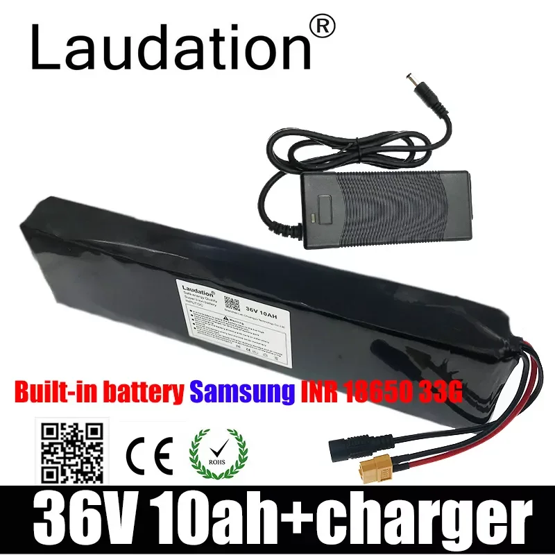 

Laudation 36V 10ah Rechargeable Battery 18650 Pack 10S 3P With 15A BMS For Scooters And Electric Bicycles Motors Less Than 500W