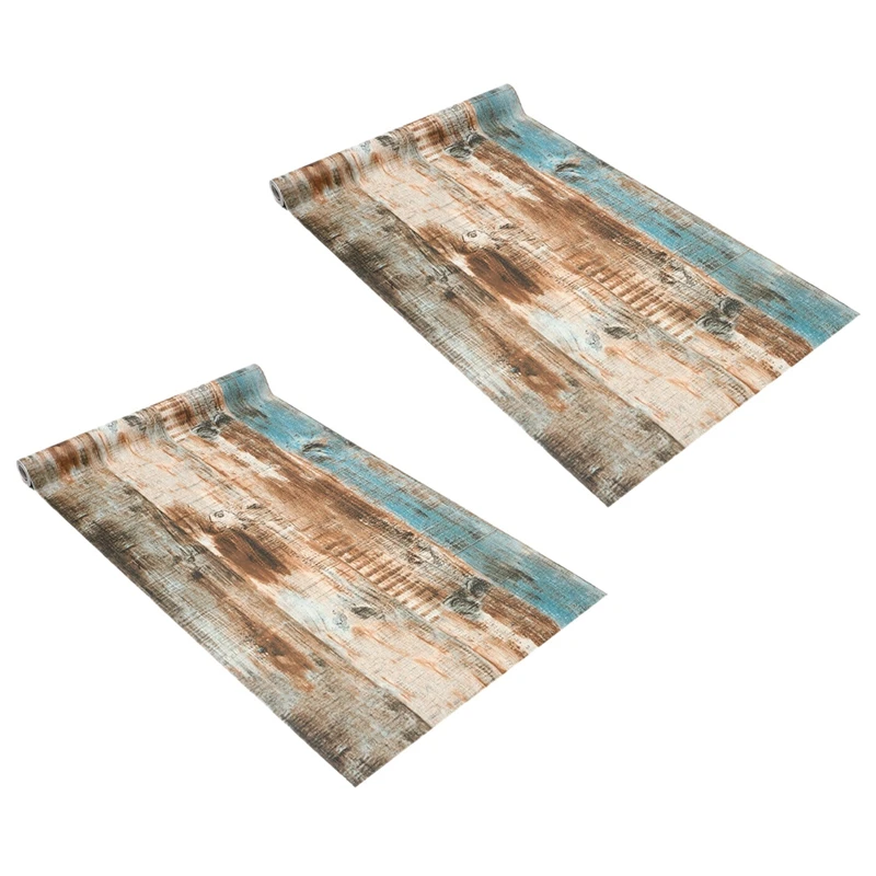 

2X 6M Vinyl 3D Rustic Wood Plank Self Adhesive Wallpaper Furniture Wall Stickers