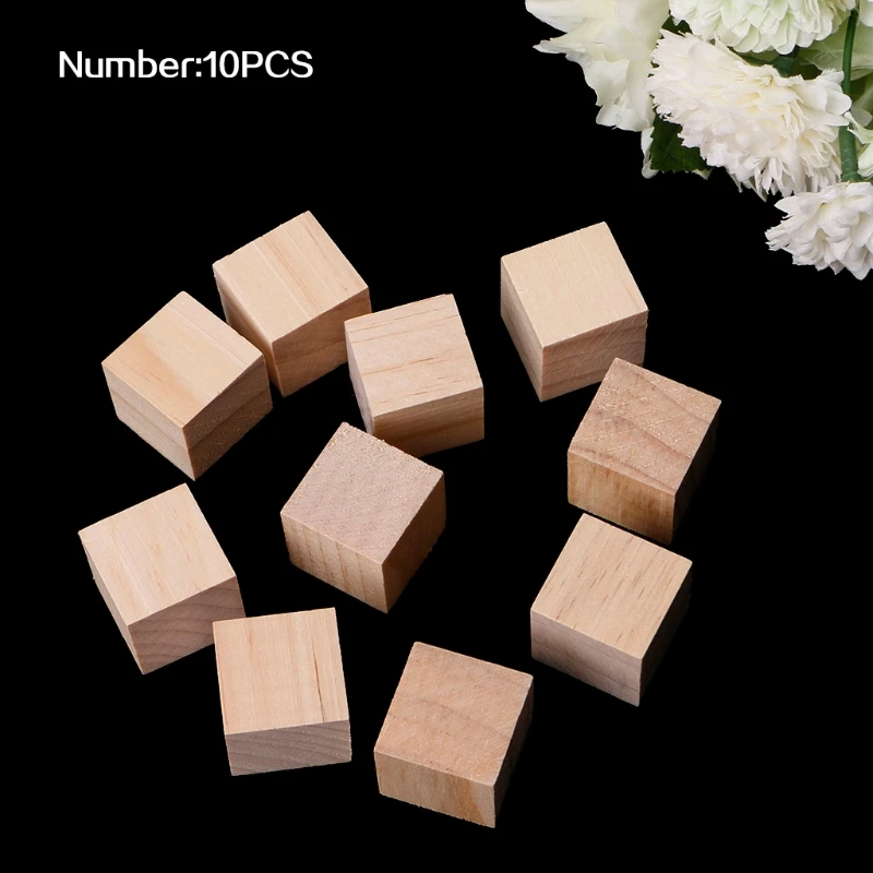 

10/25/25mm Wooden Square Blocks Mini Cubes Embellishment for Woodwork Craft DIY 2022 New
