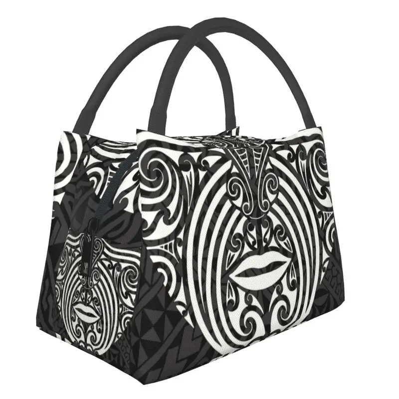 

Maori Face Ta Moko Insulated Lunch Bags for Work Office New Zealand Resuable Thermal Cooler Lunch Box Women Shoulder Bag