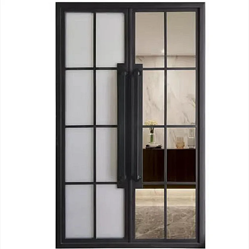 

Patio Exterior Aluminium Sliding Accordion Folding Metal Frame Glass Door Double Wrought Iron Door Exterior Entrance Door