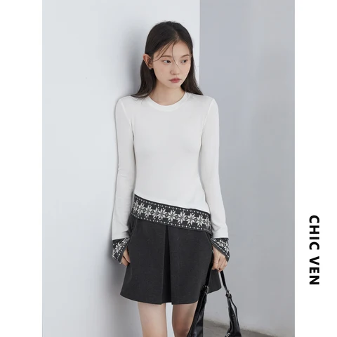 CHIC VEN женская футболка из вискозы, хлопка и акрила